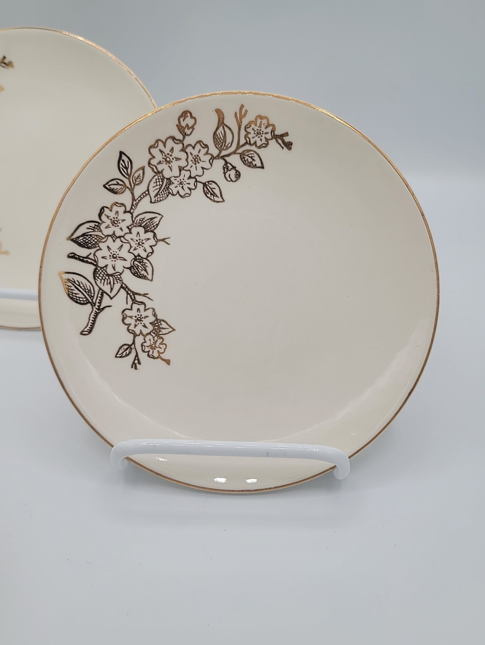Edwin Knowles Apple Blossom Salad Plates Set of 4 22K Gold Freda Diamond Vintage - Picture 2 of 14